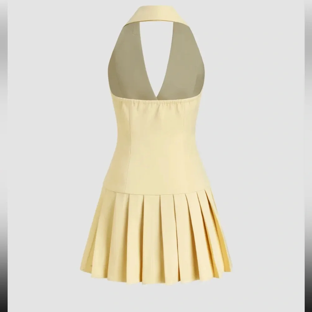 NWT Cider HALTER NECKLINE DOUBLE BREASTED PLEATED MINI DRESS Size XL - Picture 5 of 9